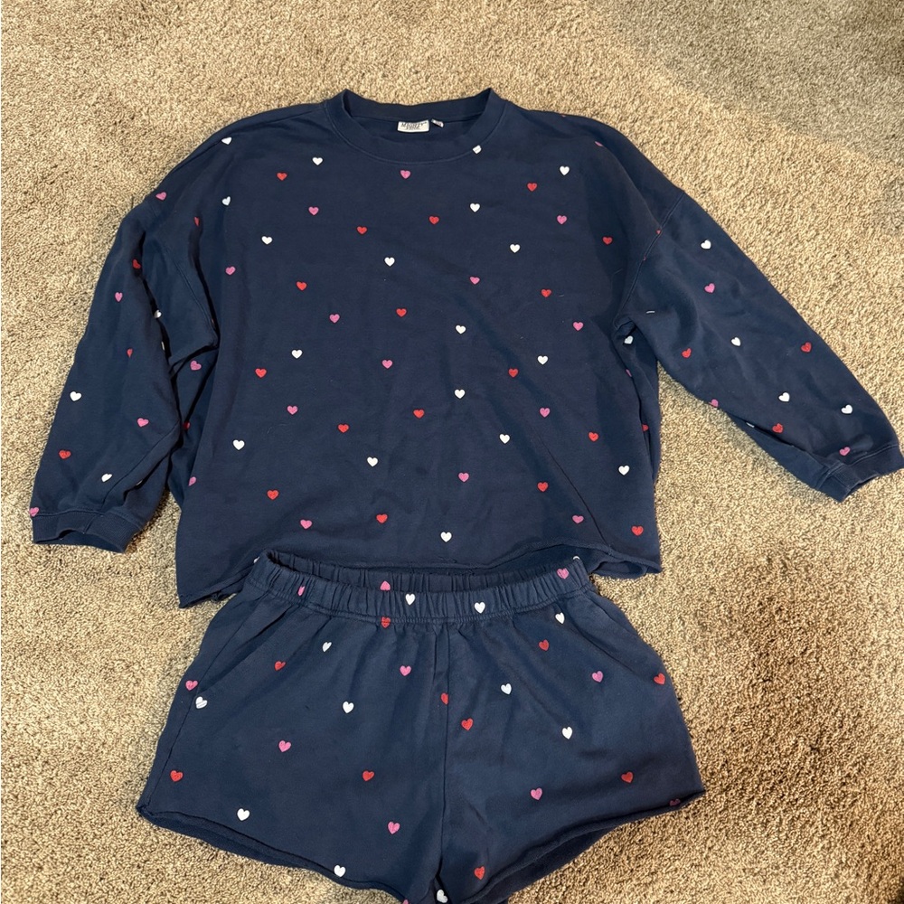 Target Women's Navy Heart Print Pajama Set